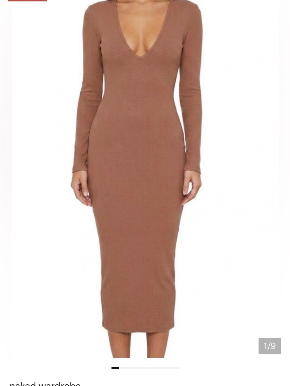 Naked Wardrobe
Ribbed Bodycon Maxi Dress 1X NWOT
Brown Long Sleeve V-Neck